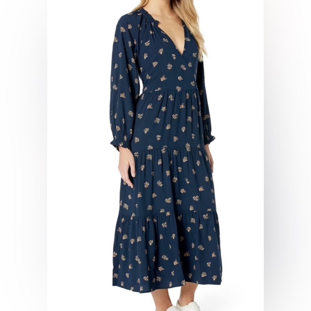Madewell Challis Navy Floral Midi Dress